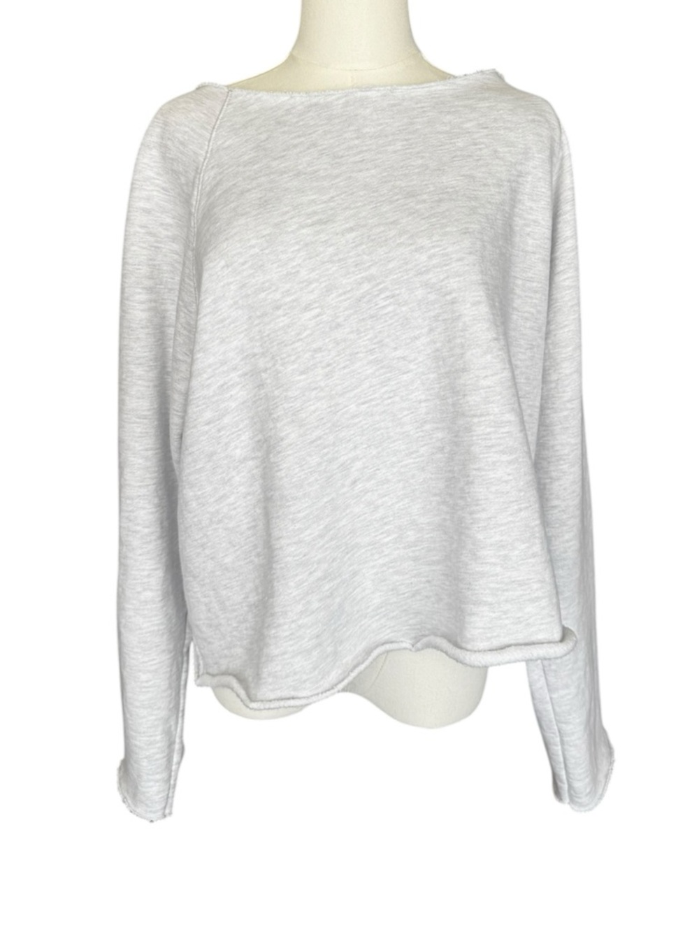 Joah Brown Slouchy Pullover Sweatshirt in Pearl Grey French Terry S/M - Picture 4 of 10